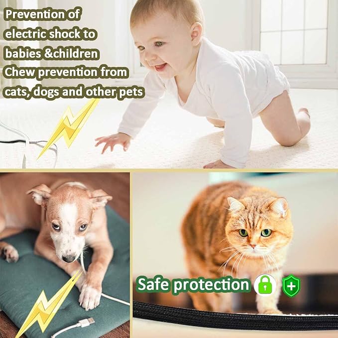 13 1/8ft -5/8Inch Cable Management Sleeve Split Black Cord Protectors Cat Dog Pet Proof - Braided Self-Closing Wire Loom Tubing for Desk PC/TV/Computer/Home Theater/Engine Bay Wire Organizing