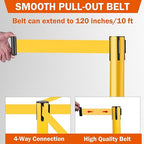 6 Pack Yellow Crowd Control Stanchions with 10FT Belts and Rubber Base, Queue Barrier Posts for Events, Stores, and Public Safety