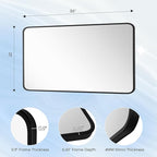 20x36 Inch Rectangle Bathroom Mirror with Black Metal Frame, Rounded Corner Rectangular Vanity Mirror for Wall, Modern Large for Bedroom, Living Room, Horizontal or Vertical