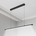 LED Linear Pendant Light, Office Light, Flicker-Free, Dimmable, Modern Ceiling Lighting for Bedroom Dining Room Table, 20W 5000K Cold Light 47.2" Black