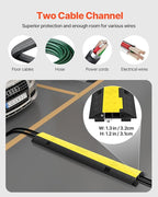Happybuy 3 Pack of 2 Channel 11000lbs per Axle Capacity Protective Wire Cord Ramp Driveway Rubber Traffic Speed Bumps Cable Protector