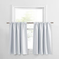 PONY DANCE Short Curtains for Small Window - Rod Pocket Curtain Panels Thermal Insulated Window Drapes for Kitchen/Living Room, 42 W x 30 L, Greyish White, 2 PCs