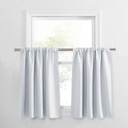 PONY DANCE Short Curtains for Small Window - Rod Pocket Curtain Panels Thermal Insulated Window Drapes for Kitchen/Living Room, 42 W x 30 L, Greyish White, 2 PCs