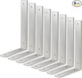 Floating Shelf Bracket Stainless Steel 8 Inch, 8 Pack Heavy Duty Shelf Brackets, Wall Shelf Bracket for DIY Decorative with Mounting Hardware