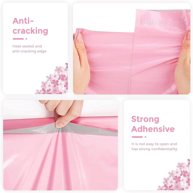 Fuxury Pink Poly Mailers 10x13 Inch 500pcs,Heavy Duty Shipping Bags Bulk for Clothes,Self Adhesive Mailing Shipping Envelopes,Waterproof Packaging Bags for Business Return Postal,Light Pink