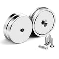 DIYMAG Neodymium Round Base Cup Magnet Strong Rare Earth Magnets with Heavy Duty Countersunk Hole and Stainless Screws for Refrigerator Magnetic Office Etc 1.26 Inch-Pack of 4 Silver