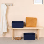 Large Storage Baskets for Shelves, Closet Organizers Bins for Clothes Blanket Towels, Baby Nursery, Toy Baskets Box, Woven Rope Baskets, 17 x 13 x 7.5”, 3 Packs Navy Blue