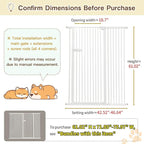 Lumizone Extra Tall Cat Gate 61.02" High Pressure Mounted Extra Wide 2025 New (17 Sizes) 1.37" Gap No Drilling Auto-Close One-Handed Operation Tall Pet Gate for Dogs(White, 61.02" H x 42.52"-46.64" W)