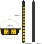 Metal 12 Outlet Mountable Power Strip, Surge Protector Heavy Duty Cord Wide Spaced and Wall Mount Metal Powerstrip for Outdoor, Desk, Garage, Industrial, Shop and Indoor (6ft)