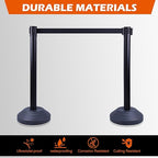 6 Pack Crowd Control Stanchions with 10FT Retractable Belt, Water Filled Base, Black Barrier Posts for Queue Management, Events, and Public Safety
