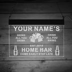 Personalized Acrylic Bar Signs for Home Bar, Custom Name Date Neon Bar Sign, Man Cave LED Bar Light Up Sign, Neon Sign Wall Decor