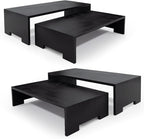 Large Display Riser Wood Risers Cupcake Stand 2 Tier Racks Decorative Rectangular, 2 Set 4 Piece Cologne Perfume Organizer Dessert Stands for Vendors Event Black