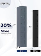 Metal Locker Storage Cabinet with 6 Doors, 71'' Tall Lockable Lockers Storage Cabinet, Employee Lockers with Doors for Utility Closet, Office, School, Gym, School