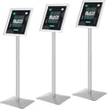 Sign Stand for Display, 11lbs Integrated Rod Heavy Duty Pedestal Floor Signage Stand Holder, for Outdoor or Indoor Advertising (8.5 x 11, Silver, 3Pack)