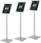 Sign Stand for Display, 11lbs Integrated Rod Heavy Duty Pedestal Floor Signage Stand Holder, for Outdoor or Indoor Advertising (8.5 x 11, Silver, 3Pack)