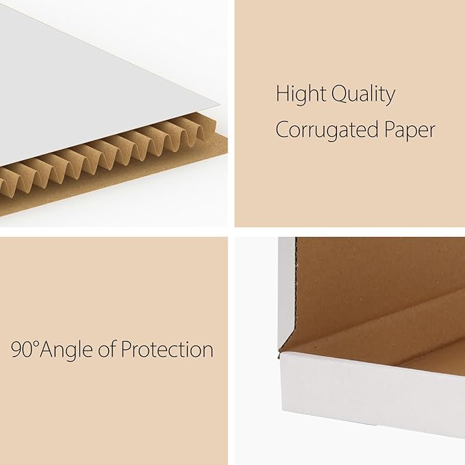 RLAVBL 100 Pack 7x5x1 Small Shipping Boxes, White Corrugated Cardboard Mailer Box for Packing Mailing Small Business