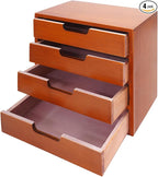 4-piece Drawer Cabinet, Organizer Sorter Container Keeper Unit Storage Box Stackable Chest Divider Shelf System with 10 Drawers & 4 Stackable Units for Home Office Study Room Dorm Bedroom(Brown)