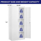 LUCYPAL Garage Storage Cabinets with Lock Doors,Metal Garage Storage Cabinets with 4 Adjustable Shelves for Home,Office, Warehouse(White)