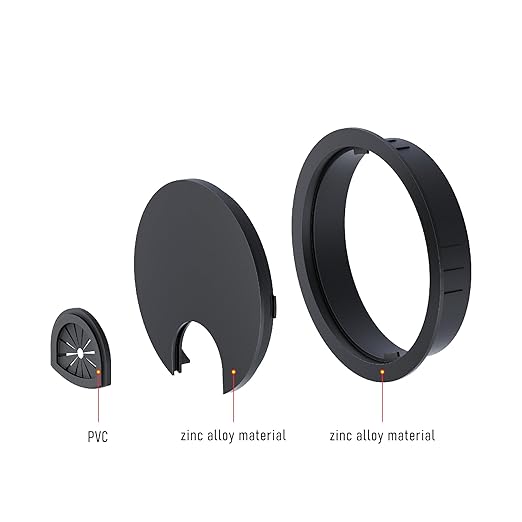 2 Pack Desk Grommet 2-1/8 Inch 53mm, Zinc Alloy Computer Desk Wire Hole Cover, Office Desktop Cord Cable Hole Metal Ring, Black