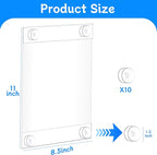8.5 x 11 Acrylic Sign Holder with 12 Suction Cups, Clear Plastic Window Sign Holder, Wall Mount Advertising Frames for Glass Doors - Perfect for Malls, Offices, Homes, Stores, and Restaurants (2 Pack)