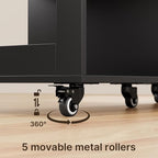 Gizoon Kitchen Island with Storage, Kitchen Island with Drop Leaf, 41.7’’W Rolling Dining Cart, Foldable Countertop, 5 Wheels, Refrigerator Door, Adjustable Shelves, Spice/Towel Rack, Black