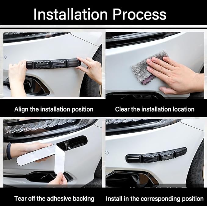 Anti-Collision Patch Car Bumper Protector Trim Universal Anti-Scratch Strip for Front and Rear Bumpersper (Black Carbon Fiber Pattern, 2-Pack)