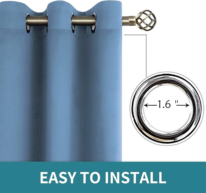 BGment Blackout Curtains for Bedroom - Grommet Thermal Insulated Room Darkening Curtains for Living Room, Set of 2 Panels (42 x 72 Inch, Faded Denim)