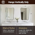 ANDY STAR Chrome Mirror for Bathroom, 22x30 Inch Asymmetrical Mirror, Polished Chrome Bathroom Vanity Mirror with Rust-Proof Stainless Steel 1’’ Frame, Unique Shape for Home Remodel