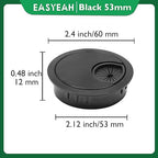 1 Pcs Desk Grommet 2-1/16" / 53 mm, Desk Cord Hole Cover, Cable Grommet Metal Zinc Alloy Materilal, Desk Hole Grommet for Home & Office Pc, Detachable Cable Cord Organizer-Flat Black