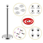 LOVMOR Crowd Control Stanchion, Rope Safety Barriers with 5 ft Red Rope, Red Carpet Poles for Theaters Hotels Clubs Party Ceremony, 4PCS