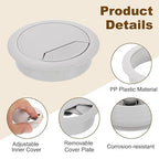 uxcell 5 Pcs 60mm (2.36 Inch) Desk Grommet, Plastic Cable Hole Cover, Wire Cord Cable Organizer for Home Office Computer Desk Cabinet, Gray