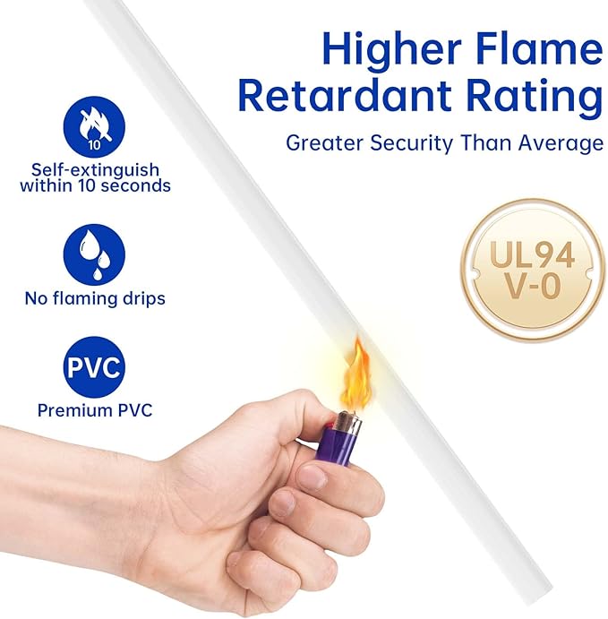 Delamu 128in Cord Hider for 1 Cord, Self-Adhesive Cord Covers for Wires on Wall, Easier Install Wire Covers for Cords on Wall, Cable Wire Hider, Cable Cover Management Raceway, W0.48 H0.3in, White