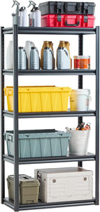 VEVOR Storage Shelves, 2000 lbs, 5 Tier Garage Storage Shelving, 18" D x 36" W x 72" H Adjustable Metal Shelves for Garage Shelves Utility Rack Shelf, Ideal for Kitchen, Warehouse, Basement, Black