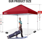 CROWN SHADES 10x10 Pop Up Canopy - Beach Tent with One Push Setup - Easy Outdoor Sun Shade for Events, Parties, Camping - Gazebo with STO-N-Go Cover Bag, Silver Coated Top, Red