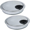 2 Pcs Desk Grommet 2-3/8" / 60 mm, Desk Cord Hole Cover, Cable Grommet Metal Zinc Alloy Materilal, Desk Hole Grommet for Home & Office Pc, Detachable Cable Cord Organizer-Bright Silver