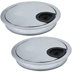 2 Pcs Desk Grommet 3-1/8" / 80 mm, Desk Cord Hole Cover, Cable Grommet Metal Zinc Alloy Materilal, Desk Hole Grommet for Home & Office Pc, Detachable Cable Cord Organizer-Bright Silver