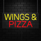 Wings & Pizza Neon Sign for Retail Displays | Value priced LED Flex Neon | Electronic Light Up LED Sign for Windows/Walls | 32"W x 13"H x 1"D