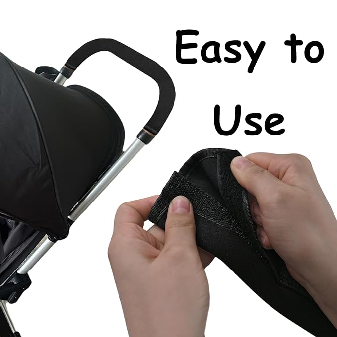 2 Pack 18.7×1.37×1.37in Armrest Handle Cover,Handle Sleeve Cover Replacement Pushchair Universal Handle Cover Elastic Dust Proof Protector Sleeve Accessory for Pushchair Pram(Black)
