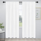 Easy-Going Rod Pocket Blackout Curtains for Bedroom, Room Darkening Window Curtains for Living Room, Thermal Insulated Noise Reduction Solid Window Drapes, 2 Panels(52x84 in, White)