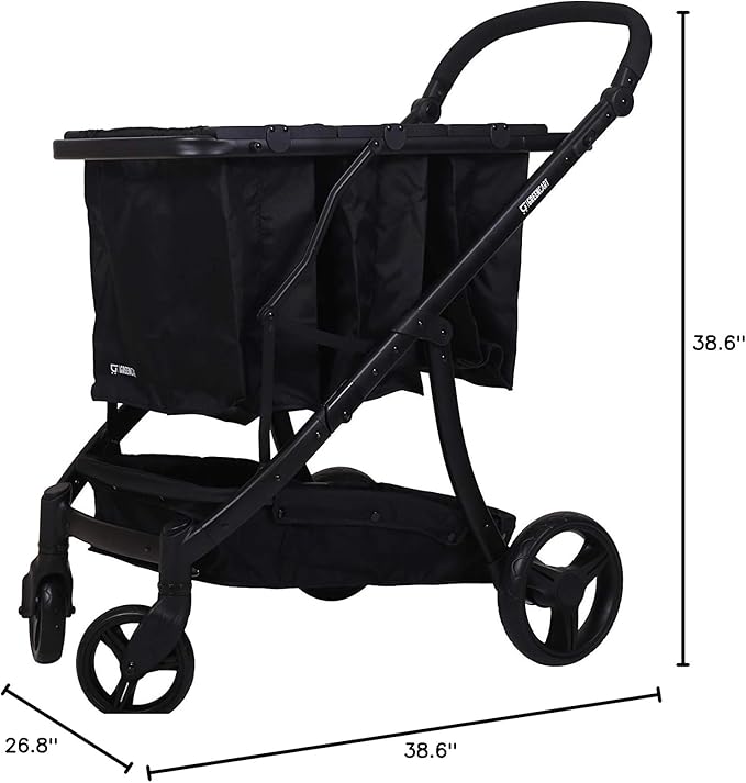 GreenCart Foldable Shopping Cart for Groceries with 3 Reusable Shopping Bags, Easy to Use in Stores, Utility Cart Holds 100lb (Black Frame + 3 Black Baskets)