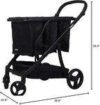 GreenCart Foldable Shopping Cart for Groceries with 3 Reusable Shopping Bags, Easy to Use in Stores, Utility Cart Holds 100lb (Black Frame + 3 Black Baskets)
