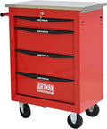 4 Drawers Tool Cart on Wheels with Stainless Steel Worktop, Heavy Duty Mobile Rolling Drawer Tool Chest with Locking Wheels & Lockable Drawers, Garage Tool Storage Cabinet (Red, 4 Drawers)