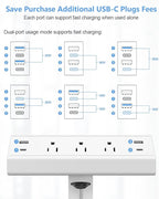 Jgstkcity Desk Clamp Power Strip,40W Total Fast Charging Station,2 PD 20W USB C Ports,Desk Edge Mount Surge Protector for Home, Office,3 Outlets,Fit 1.96" Tabletop Edge,ETL Listed,White