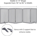 unipaws 36”H Free Standing Pet Gate for Dogs and Cats, Tall Wooden Dog Gates for Doorway, Stairs, Dog Room Divider, Foldable Pet Fence for The House, Expandable Barrier, Indoor Use, Grey
