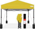 Best Choice Products 10x10ft 1-Person Setup Pop Up Canopy Tent Instant Portable Shelter w/ 1-Button Push, Case, 4 Weight Bags - Yellow
