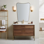 ANDY STAR Gold Vanity Mirror, 26x38 Inch Brushed Gold Asymmetrical Wall Mirror, Antique Brass Bathroom Mirror in Anti-Rust Stainless Steel Metal Frame, Large Decorative Mirror, Butterfly Shape