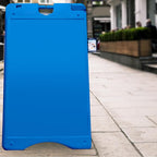 Jumbl Outdoor A-Frame Sandwich Signboard 24” x 36” Display Surface – w/PVC Sign Protector & Sand Fill Holes – Duel Display Signage Stand for Storefront Sidewalk Curb (Blue)