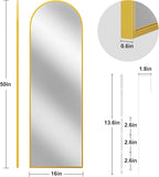 Full Length Door Mirror, Wall Mounted Wall & 48 “X14” Arched Behind Door Mirrors, Full Length Mirror for Use in Living Rooms, Rooms, Bedrooms, Cloakrooms, etc. (Gold)