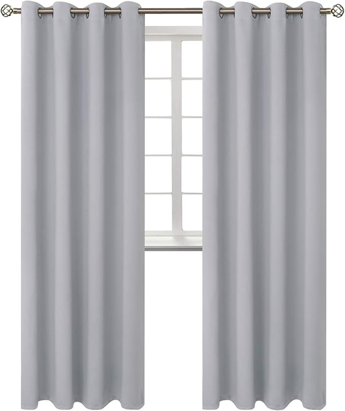BGment Room Darkening Curtains 108 Inches Long - Grommet Thermal Insulated Drapes Window Treatment Curtains for Bedroom, 2 Panels, 52 x 108 Inch, Light Grey