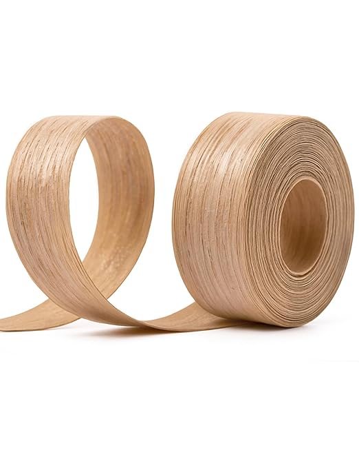 Red Oak Edge Banding 3/4 inch x 10 ft Real Wood Veneer Plywood Edge Banding Iron-on Pre-glued Veneer Edging Tape for Cabinet Repairs Furniture Restoration